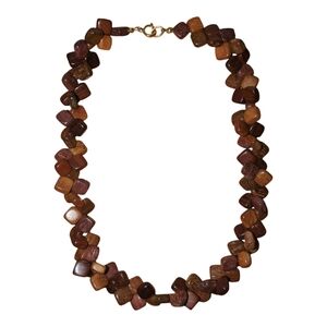 Elegant Brown Wooden Beaded Necklace